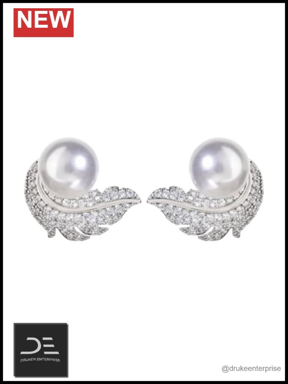9-10mm Pearl Stud Earrings Sterling Silver Gift Wife Girlfriend